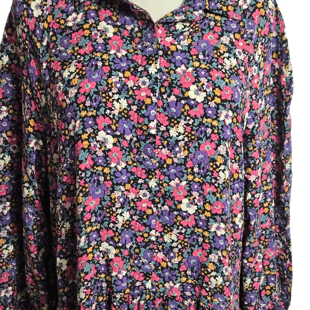 Natural Life Black Floral Long Sleeve Maxi Dress NWT - Picture 2 of 8